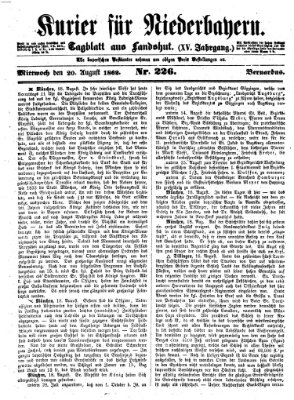 Kurier für Niederbayern Mittwoch 20. August 1862