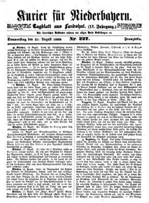 Kurier für Niederbayern Donnerstag 21. August 1862