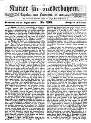 Kurier für Niederbayern Mittwoch 27. August 1862