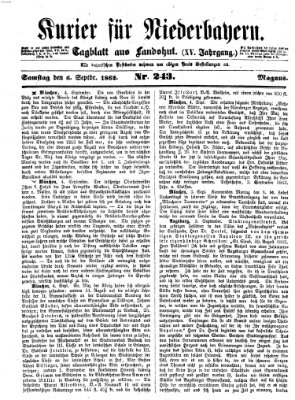 Kurier für Niederbayern Samstag 6. September 1862