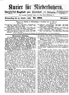 Kurier für Niederbayern Donnerstag 25. September 1862