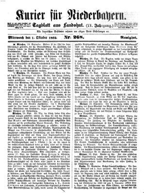 Kurier für Niederbayern Mittwoch 1. Oktober 1862