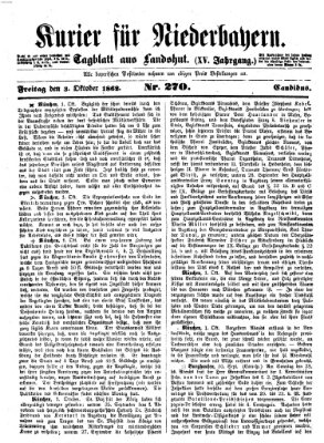 Kurier für Niederbayern Freitag 3. Oktober 1862