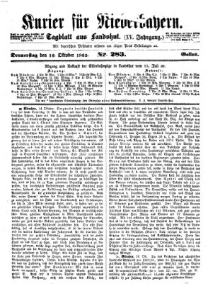 Kurier für Niederbayern Donnerstag 16. Oktober 1862