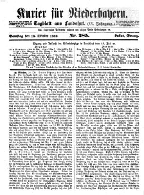 Kurier für Niederbayern Samstag 18. Oktober 1862