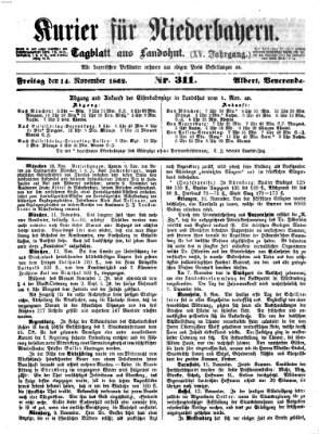 Kurier für Niederbayern Freitag 14. November 1862