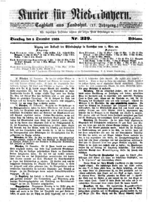 Kurier für Niederbayern Dienstag 2. Dezember 1862