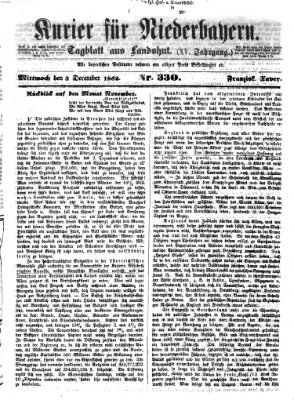 Kurier für Niederbayern Mittwoch 3. Dezember 1862