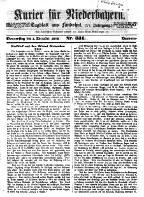 Kurier für Niederbayern Donnerstag 4. Dezember 1862