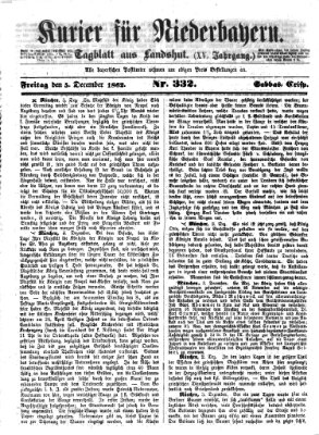 Kurier für Niederbayern Freitag 5. Dezember 1862