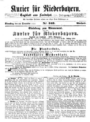 Kurier für Niederbayern Dienstag 16. Dezember 1862