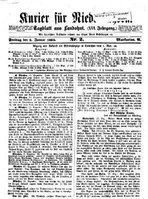 Kurier für Niederbayern Freitag 2. Januar 1863