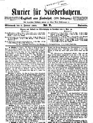 Kurier für Niederbayern Mittwoch 7. Januar 1863