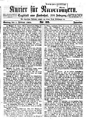 Kurier für Niederbayern Sonntag 1. Februar 1863