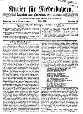 Kurier für Niederbayern Dienstag 3. Februar 1863