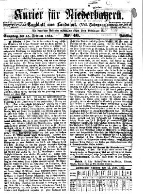 Kurier für Niederbayern Sonntag 15. Februar 1863