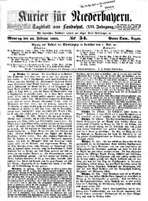 Kurier für Niederbayern Montag 23. Februar 1863