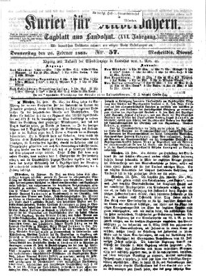 Kurier für Niederbayern Donnerstag 26. Februar 1863