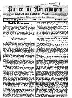 Kurier für Niederbayern Samstag 28. Februar 1863