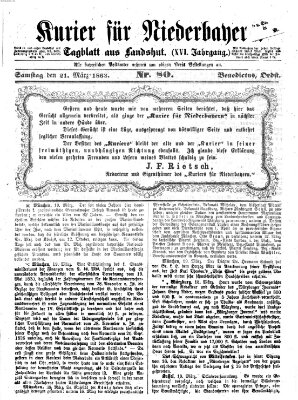 Kurier für Niederbayern Samstag 21. März 1863