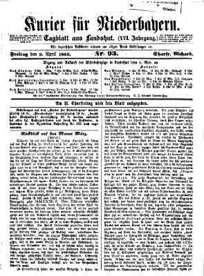 Kurier für Niederbayern Freitag 3. April 1863