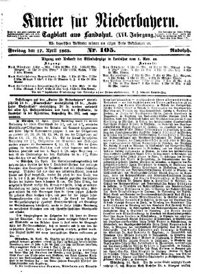 Kurier für Niederbayern Freitag 17. April 1863