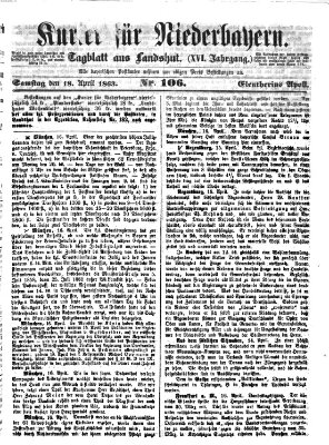 Kurier für Niederbayern Samstag 18. April 1863