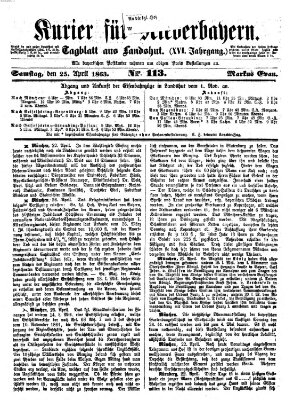 Kurier für Niederbayern Samstag 25. April 1863