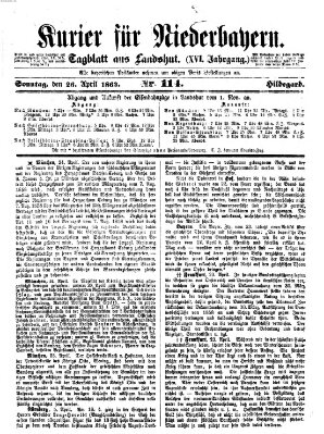 Kurier für Niederbayern Sonntag 26. April 1863