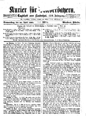 Kurier für Niederbayern Donnerstag 30. April 1863