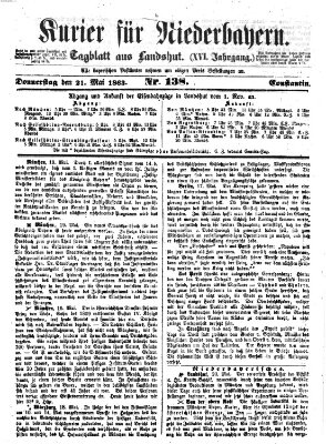 Kurier für Niederbayern Donnerstag 21. Mai 1863