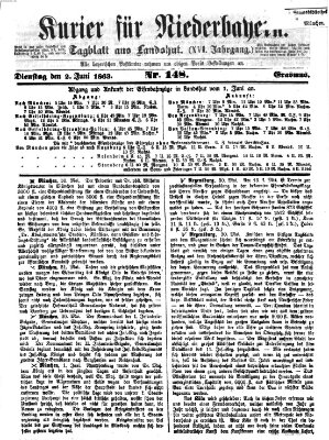 Kurier für Niederbayern Dienstag 2. Juni 1863