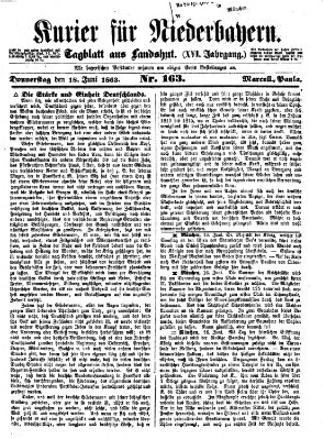 Kurier für Niederbayern Donnerstag 18. Juni 1863