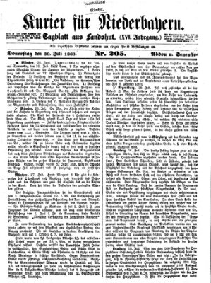 Kurier für Niederbayern Donnerstag 30. Juli 1863