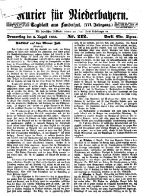 Kurier für Niederbayern Donnerstag 6. August 1863