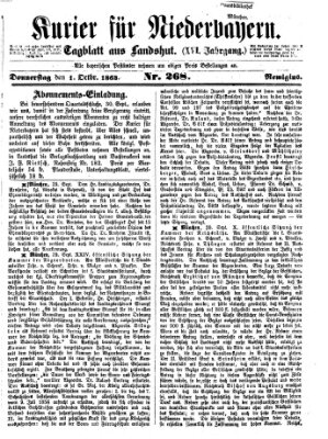 Kurier für Niederbayern Donnerstag 1. Oktober 1863