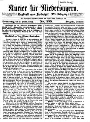 Kurier für Niederbayern Donnerstag 8. Oktober 1863