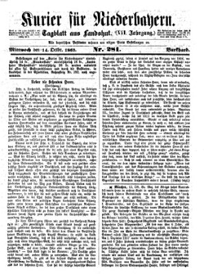 Kurier für Niederbayern Mittwoch 14. Oktober 1863