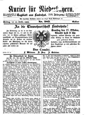 Kurier für Niederbayern Freitag 16. Oktober 1863