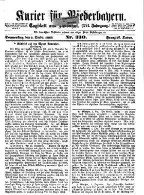 Kurier für Niederbayern Donnerstag 3. Dezember 1863