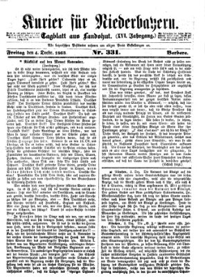 Kurier für Niederbayern Freitag 4. Dezember 1863