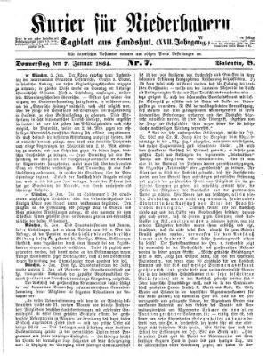 Kurier für Niederbayern Donnerstag 7. Januar 1864