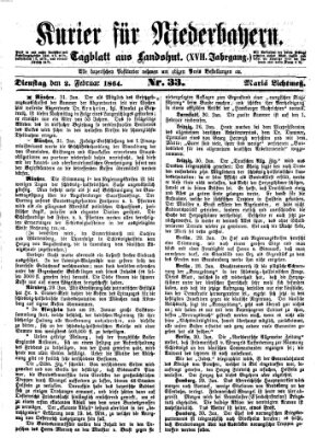 Kurier für Niederbayern Dienstag 2. Februar 1864