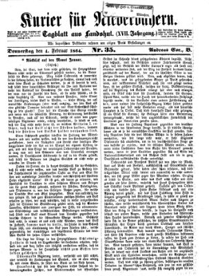 Kurier für Niederbayern Donnerstag 4. Februar 1864