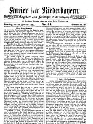 Kurier für Niederbayern Samstag 20. Februar 1864