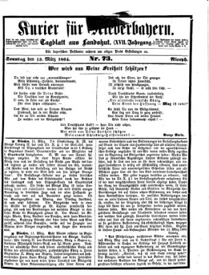 Kurier für Niederbayern Sonntag 13. März 1864