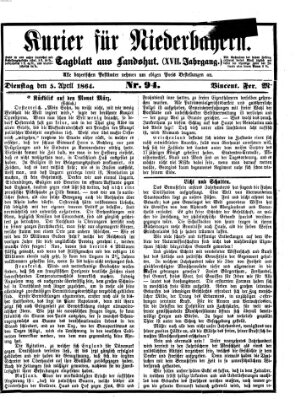 Kurier für Niederbayern Dienstag 5. April 1864