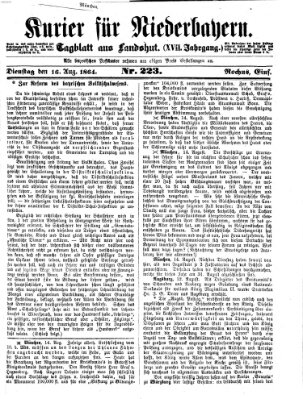 Kurier für Niederbayern Dienstag 16. August 1864