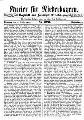 Kurier für Niederbayern Sonntag 2. Oktober 1864