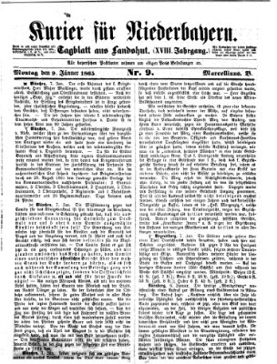 Kurier für Niederbayern Montag 9. Januar 1865